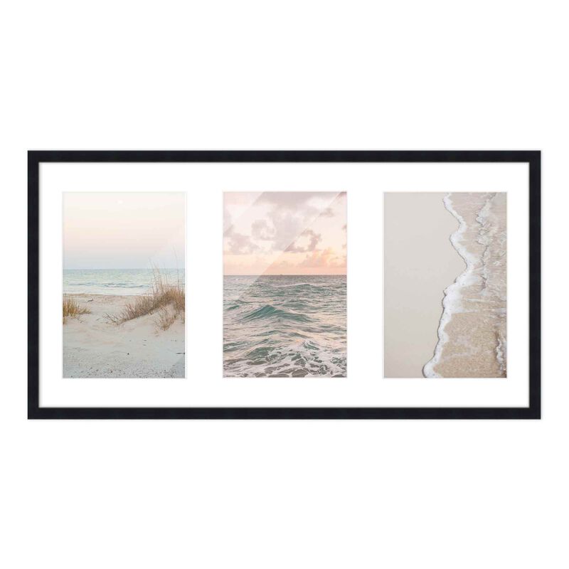 8.5x17 Wood Collage Frame with White Mat For 3 5x7 Pictures