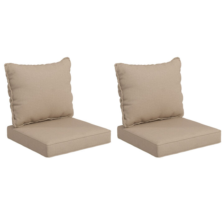 Outsunny 4 Patio Chair Cushions with Seat Cushion & Backrest, Fade Resistant Seat Replacement Cushion Set for Outdoor Garden Furniture, Beige
