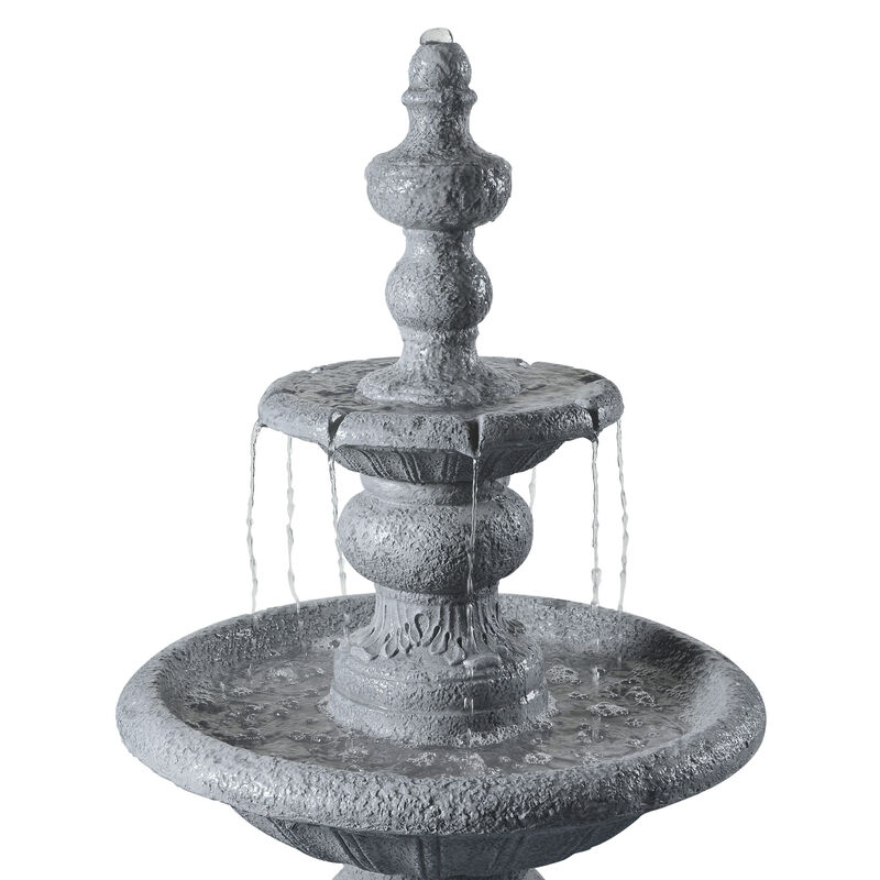 Icy Stone Two-Tier Outdoor Water Fountain, Stone Gray image number 5