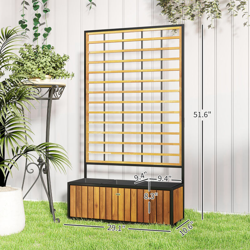 Hivvago Elevated Wooden Planter with Trellis and Pots image number 2