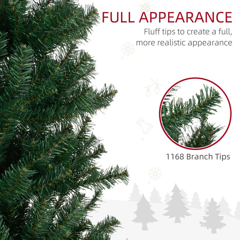 8 ft Tall Unlit Slim Fir Artificial Christmas Tree with Realistic Branches