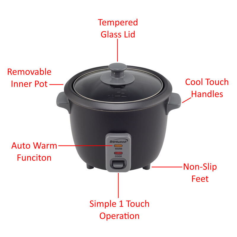 Brentwood 4 Cup Rice Cooker in Black