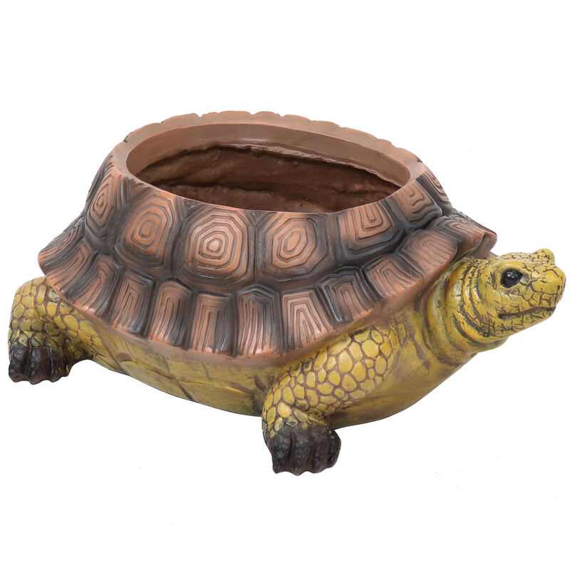 Sunnydaze Teddy the Tortoise 11 in Polyresin Outdoor Garden Planter