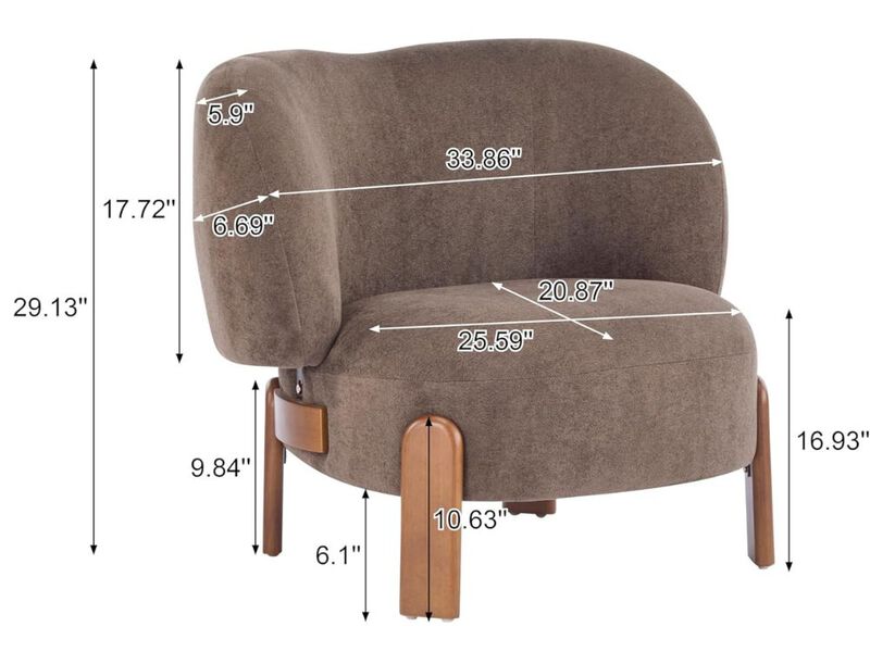 Accent Chair &ndash; Dark Brown Lily Wingback Armchair with Cushion & Solid Wood Frame image number 1