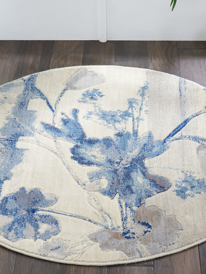 Somerset ST18 Ivory/Blue 3'6" x Round Rug