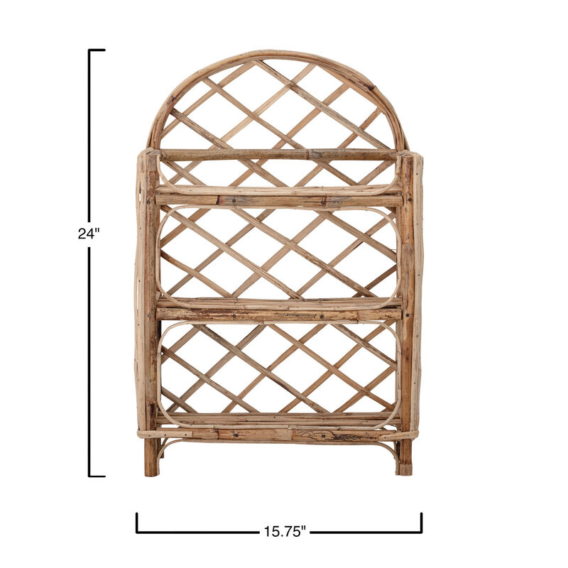 Rattan Wall Shelf with 3-Tier Shelves, Natural image number 1