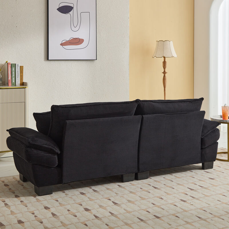 Merax Corduroy Sofa Loveseat Sofa with Pillows