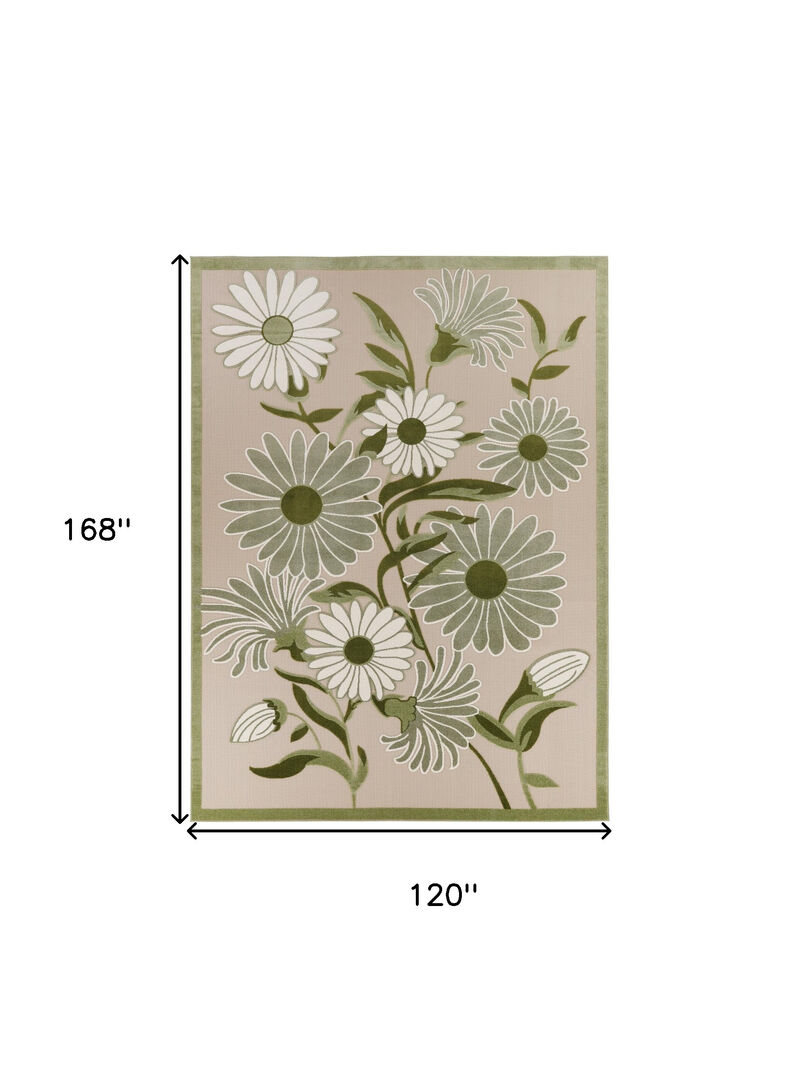 HomeRoots 10' X 14' Ivory And Green Floral Indoor Outdoor Area Rug image number 6