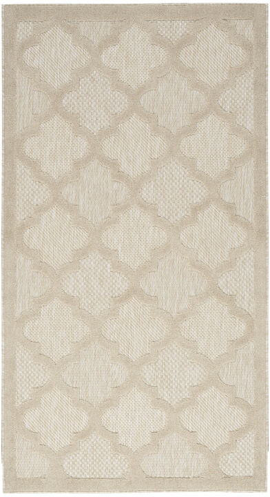 HomeRoots 2' X 4' Cream And Beige Geometric Indoor Outdoor Area Rug