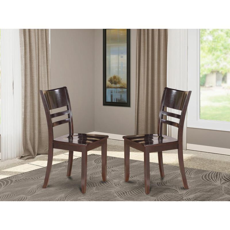 East West Furniture Lynfield  Dining  Chair  with  Wood  Seat  in  Cappuccino  Finish,  Set  of  2