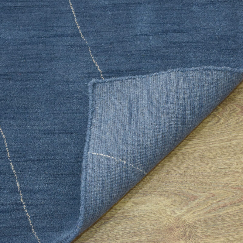 RUGSOTIC CARPETS HAND KNOTTED LOOM WOOL ECO-FRIENDLY AREA RUGS  - 6'x9', Rectangle, Blue Beige Color, Geometric Modern Design, High Pile Thick Handmade Anti Skid Rugs for Living Room (L00645)