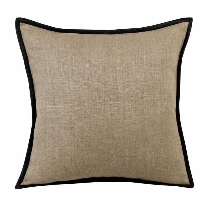 Homezia Set Of Two 20" X 20" Tan Solid Color Zippered Linen Throw Pillow