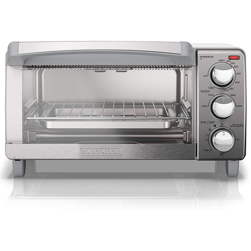 Black and Decker Natural Convection 4 Slice Toaster Oven in Stainless Steel image number 2