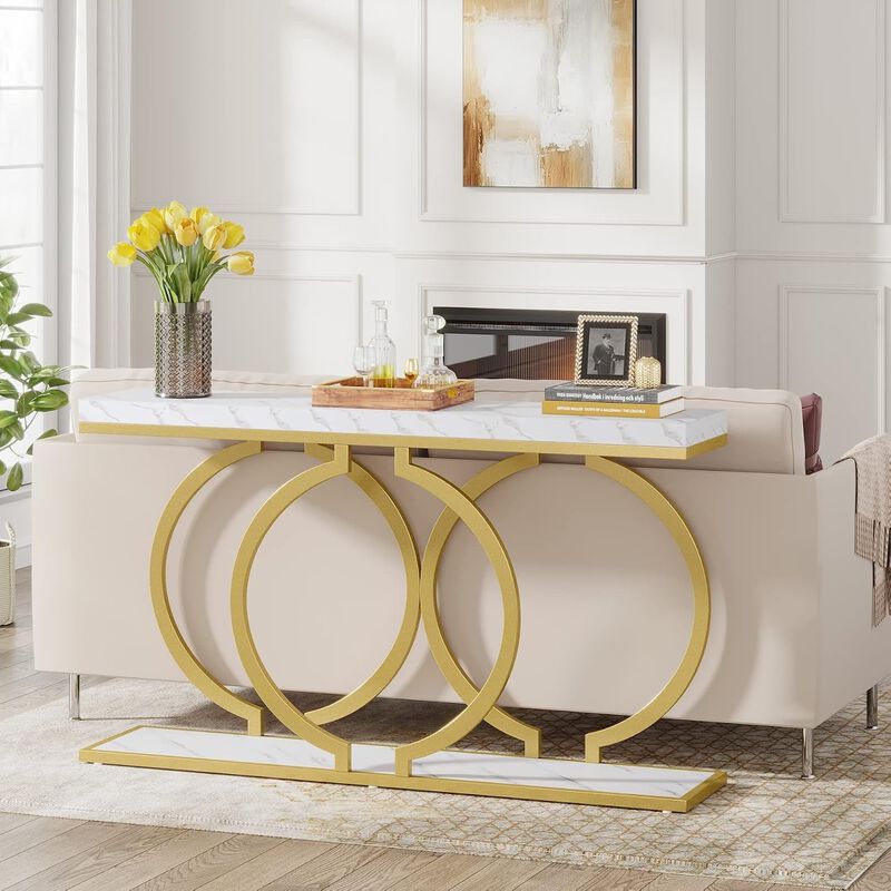 Tribesigns Modern Wood Console Table with Metal Frame image number 8