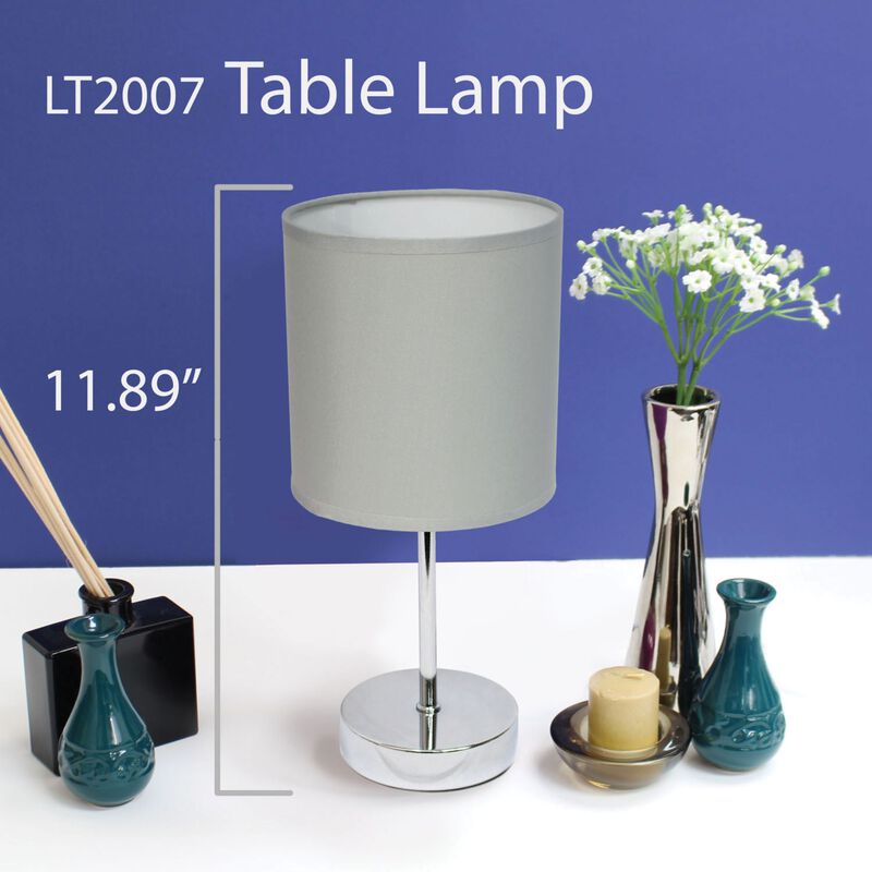 Simple Designs 2PK Chrome Mini Basic Table Lamp with Shade