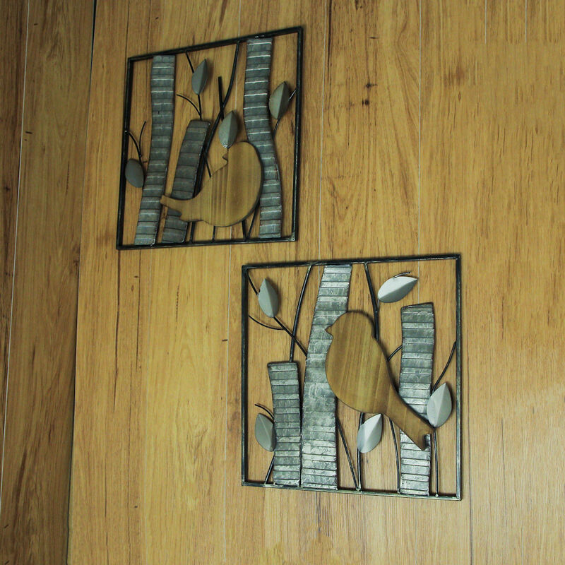 Rustic Birds and Branches 2 Piece Wood and Metal Wall Sculpture Set image number 6