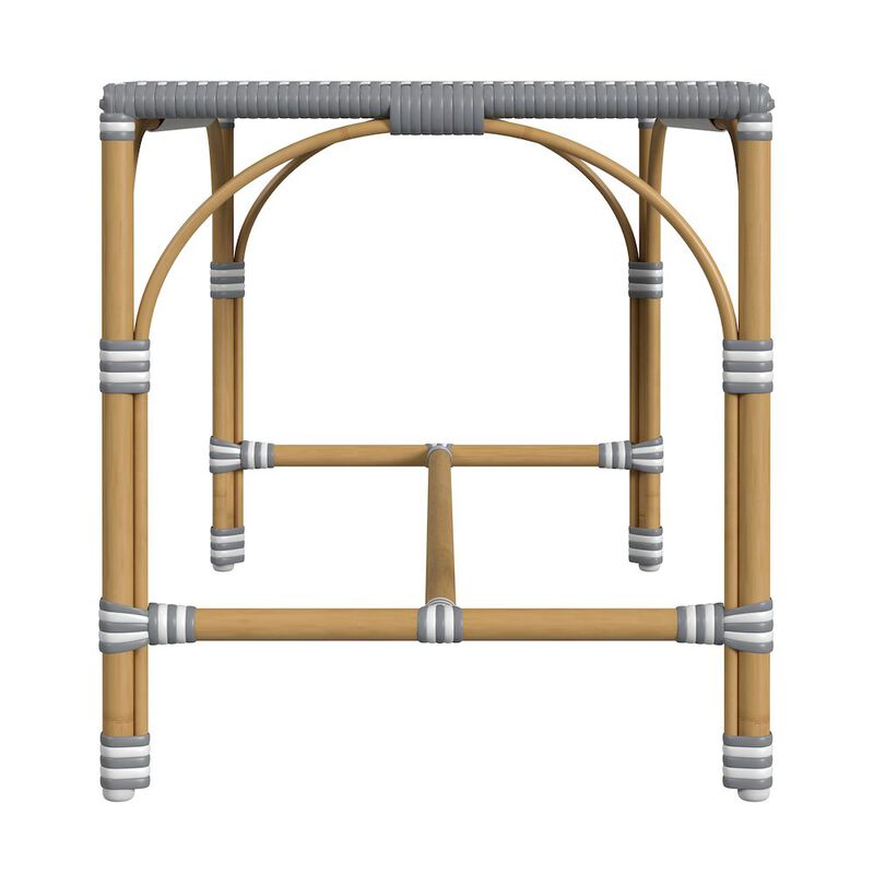 Butler Specialty Tobias 40 in. W Outdoor Rectangular Rattan Dining Bench, Gray and White Dot