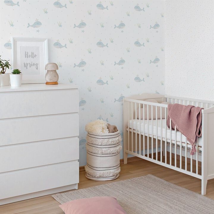 Bambino Little Whales Blue Wallpaper 281-2