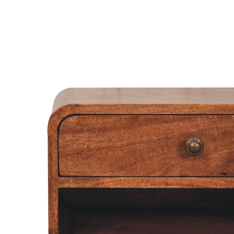 Artisan Furniture Solid Wood Curved Honey Caramel Wall Mounted Bedside with Open Slot image number 4