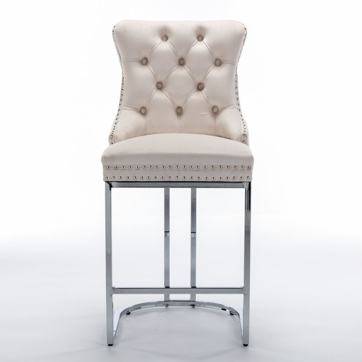 Streamdale 2-Pack Modern Velvet Bar Stools with Metal Legs
