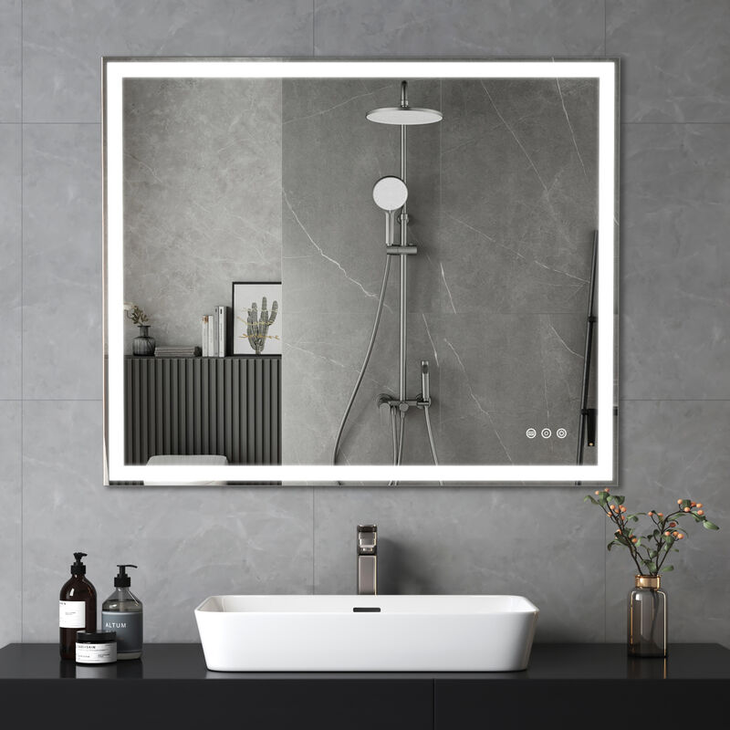 ELEMENT ACE LED Wall Mounted Bathroom Vanity Mirror with Adjustable White Warm Natural Light Anti-Fog Touch Switch Memory Function Smart Large Rectangular Bathroom Mirror image number 8