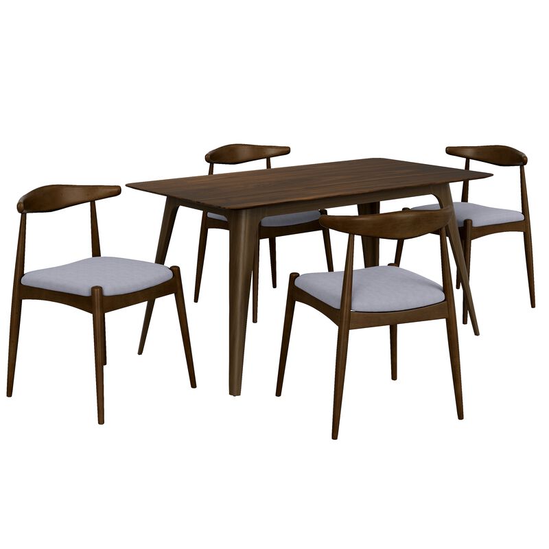 Merax 5-Piece Vintage-Inspired Dining Set - Rubberwood Frame with Ergonomic Upholstered Chairs image number 0