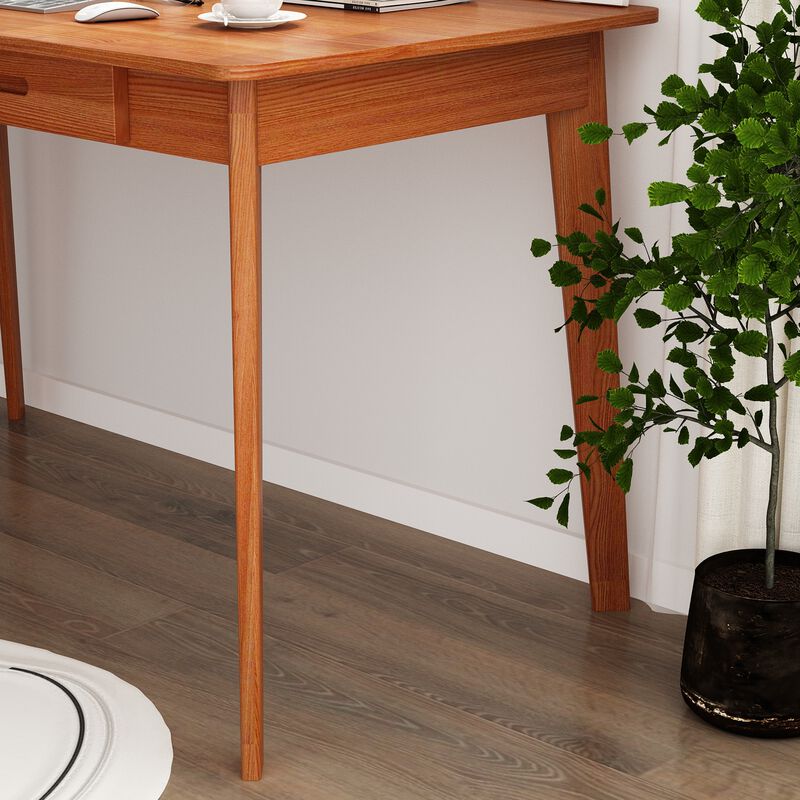 47.2 in. W-21.7 in D-29.5 in H Rectangular Brown MDF Computer Desk with 2 Drawers