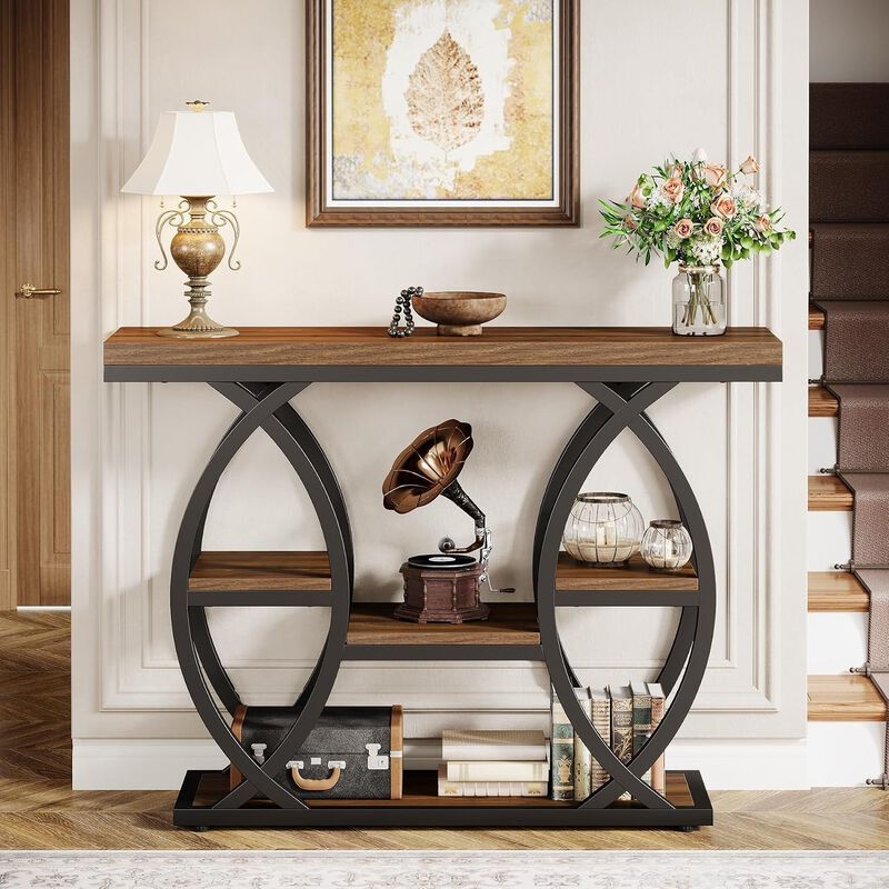 Tribesigns Contemporary 4-Tier Wood Console Table with Storage Shelves image number 3