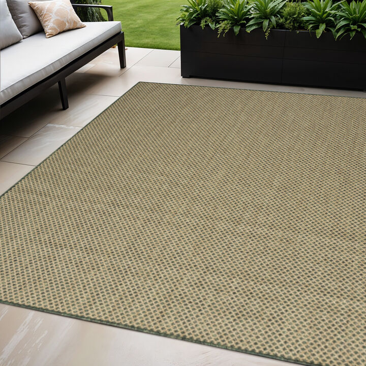 HomeRoots 5' X 7' Green And Taupe Geometric Indoor Outdoor Area Rug
