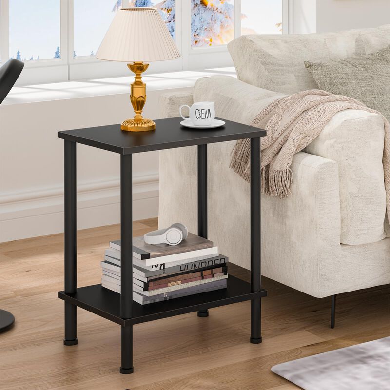 YUFAM End Table Set of 2,Small Side Table,2-Tier Nightstand with Storage Shelf,Sofa Bedside Table for Small Space in Living Room