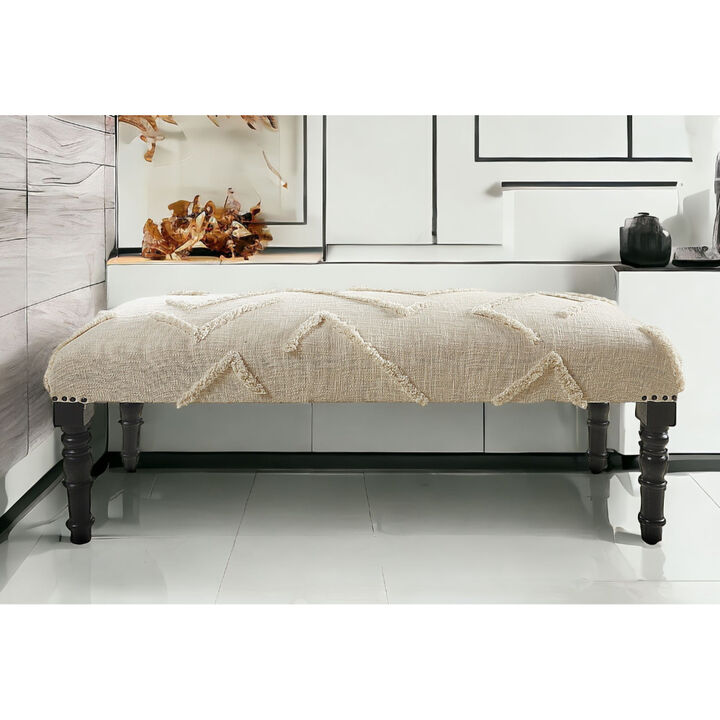 Fashionable Upholstered Bench – Decorative Abstract Fabric with Wood Support