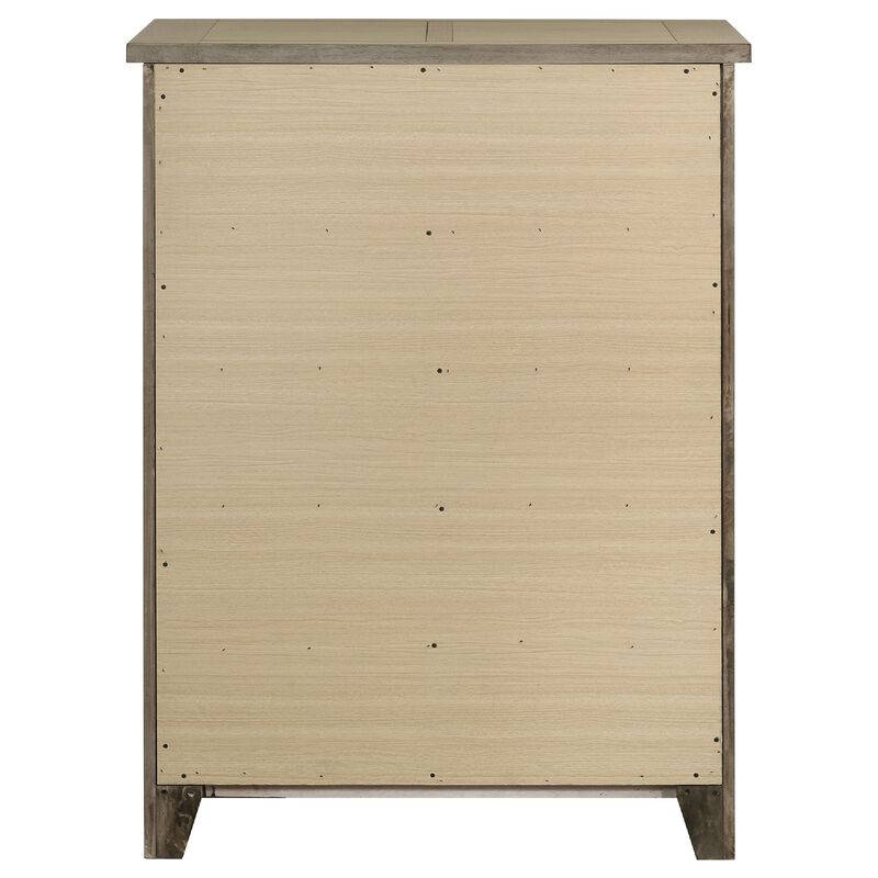 Hazel Tall Dresser Chest, 5 Drawers, Antique Nickel Metal, Oak Brown Wood image number 4
