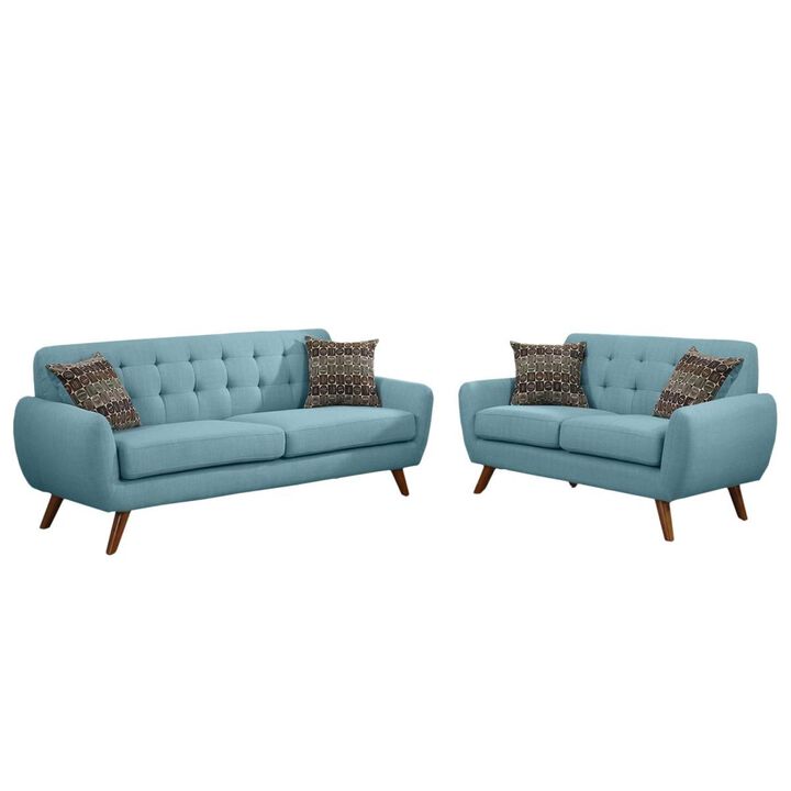 Laguna Color Polyfiber Sofa And Loveseat 2pc Sofa Set Living Room Furniture Plywood Tufted Couch Pillows