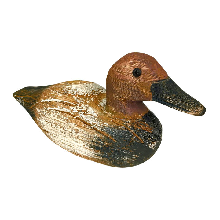 Rustic Hand-Carved Wooden Duck Decoy 9.5" Vintage Folk Art Mallard Statue Decor