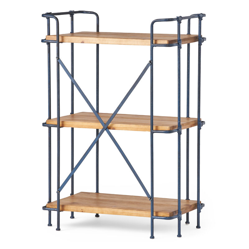 Industrial Etagere Bookcase Metal and Fir Wood