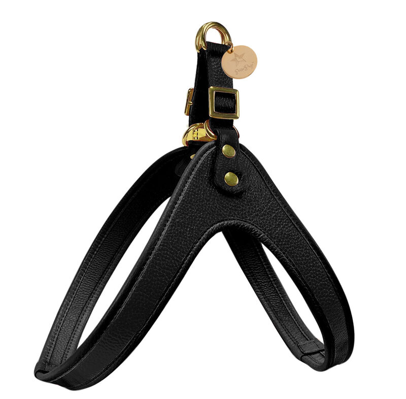 POISEPUP Real Leather Comfortable Step-in Harness for Dogs - Black