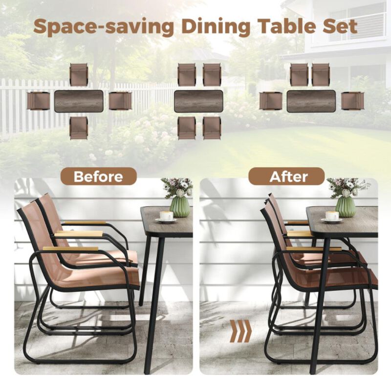 Hivvago 5 Pieces Patio Dining Set with Rectangular Table and Fabric Chairs image number 6