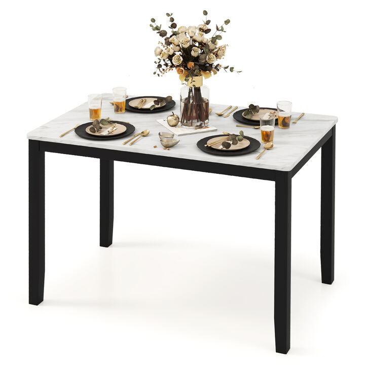 Rectangular Faux Marble Dining Table &ndash; Space-Saving Mid-Century Style for 4