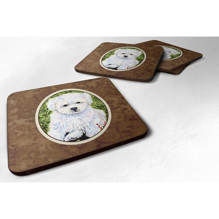 Caroline's Treasures SS8913FC Bichon Frise Foam Coasters (Set of 4), 3.5 H x 3.5 W, Multicolor