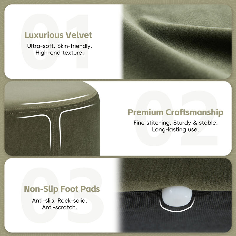 Merax Plush Velvet Round Ottoman with Two-Level Silhouette, Wide 33" Surface, Sturdy Frame image number 5