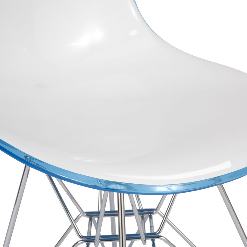 LeisureMod Acrylic Dining Chairs with Chrome Eiffel Base and Curved Back Design - Ergonomic & Lightweight Accent Side Chairs for Mid-Century Home