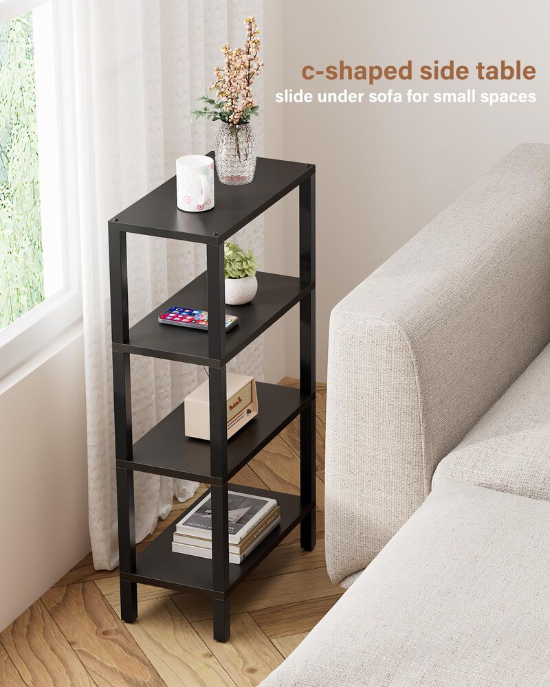 TUTOTAK Small Side Table, Narrow End Table, Skinny Sofa Table, Slim Nightstand, Couch Table, Living Room, Bed Room, Black TB01BK