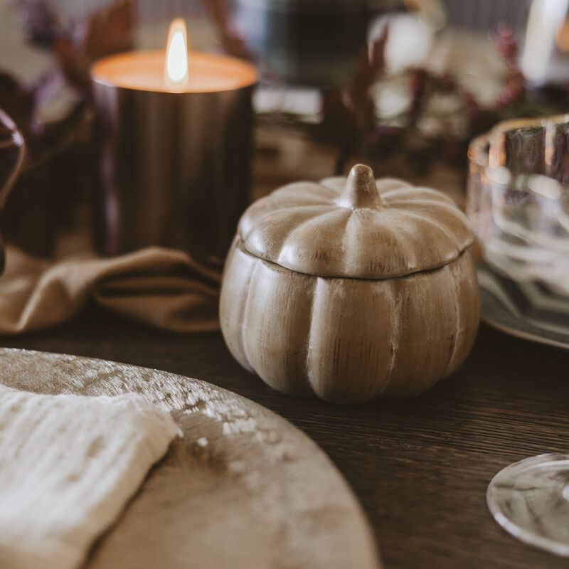 Sweet Water Decor Pumpkin Spice 8 oz Candle, Faux Wood Pumpkin Jar image number 3
