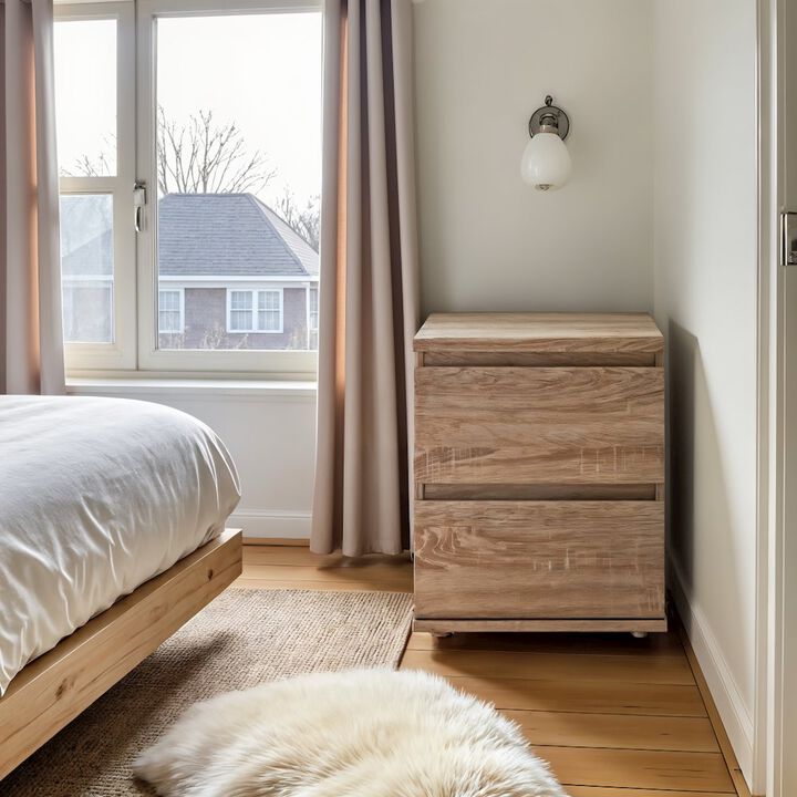 Furnifact Brown 2-Drawer Nightstand - Short Low Nightstand For Closet With Ample Storage