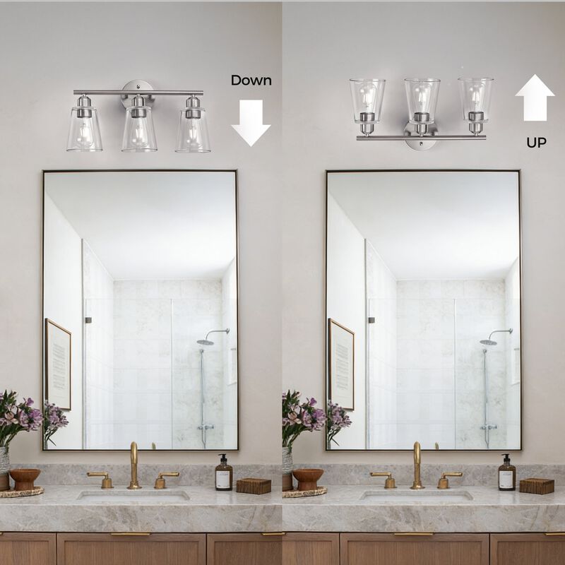Vanity Light with Tapered Clear Glass Shade and For Hallway or Bathroom image number 4