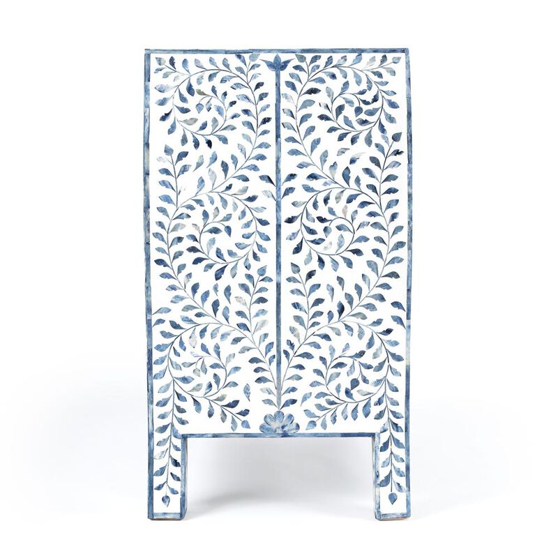 Butler Specialty Trubadur and Bone Inlay 3 Drawer Chest, White and Blue image number 4