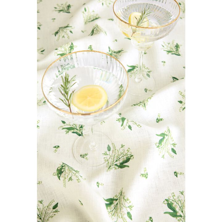 Linen Table Throw - Lily of the Valley