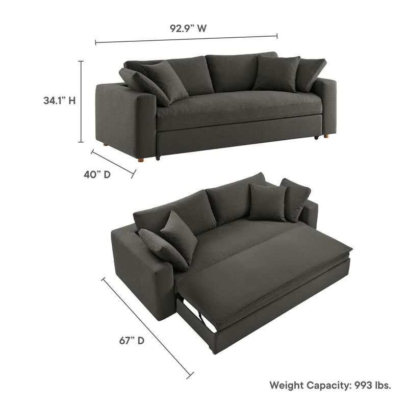 Modway Commix Down Filled Fabric Sleeper Sofa in Gray image number 2