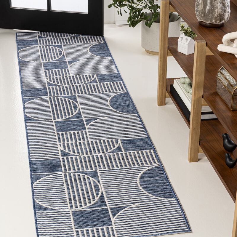 Modern Geometric Lines Reversible Machine-Washable Indoor/Outdoor Area Rug