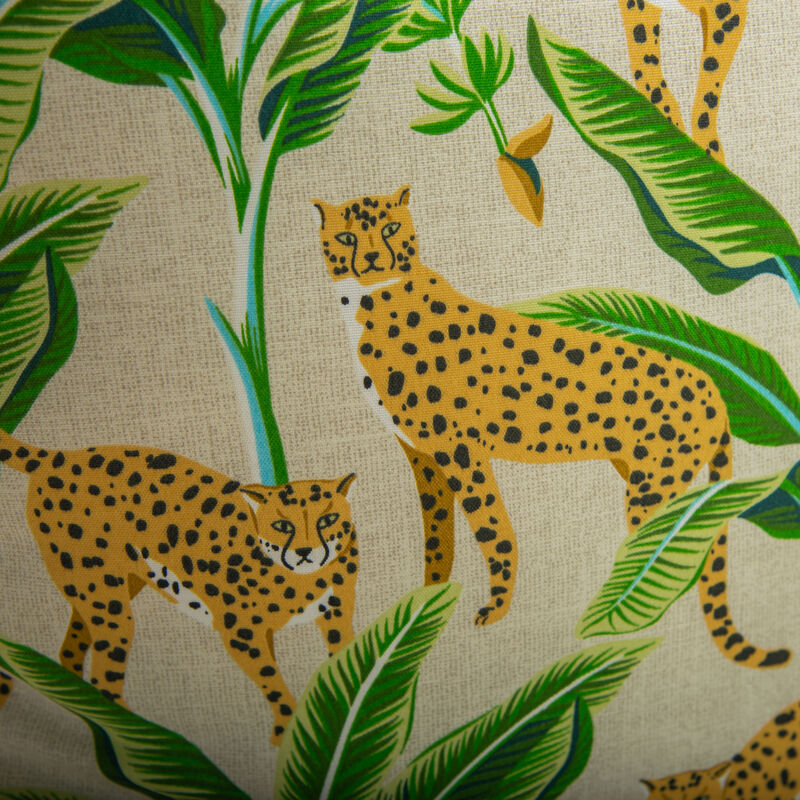22"x22" Indoor/Outdoor Pillow, Leopards and Banana Leaves